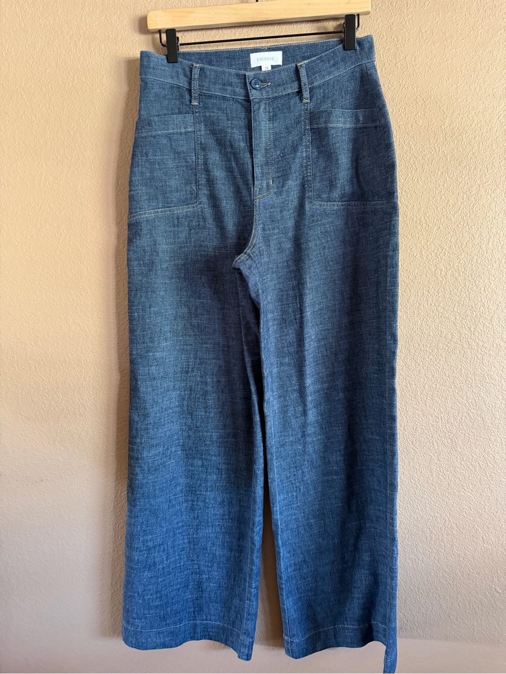 Evereve Joelle Utility Denim Wide Leg Pant Size 28
